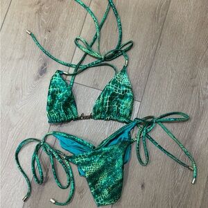 Emerald Snake Print Bikini Set
